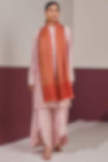 Fiery Orange Handloom Pashmina Reverse Stole by Shaza at Pernia's Pop Up Shop