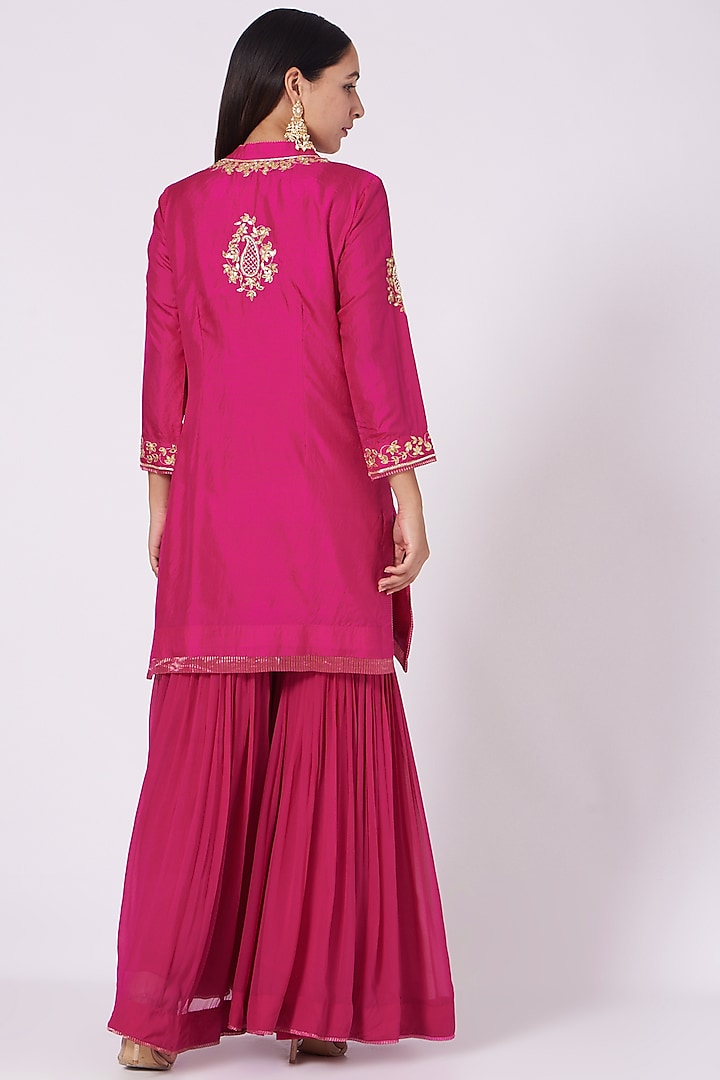 Pink Georgette Gharara Set by Sheetal Batra at Pernia's Pop Up Shop