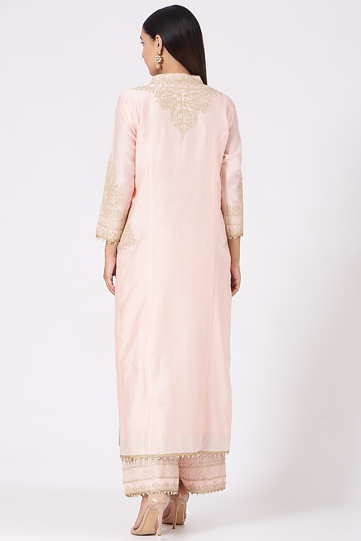 Blush Pink Princess-Cut Long Kurta Set by Sheetal Batra at Pernia's Pop Up Shop