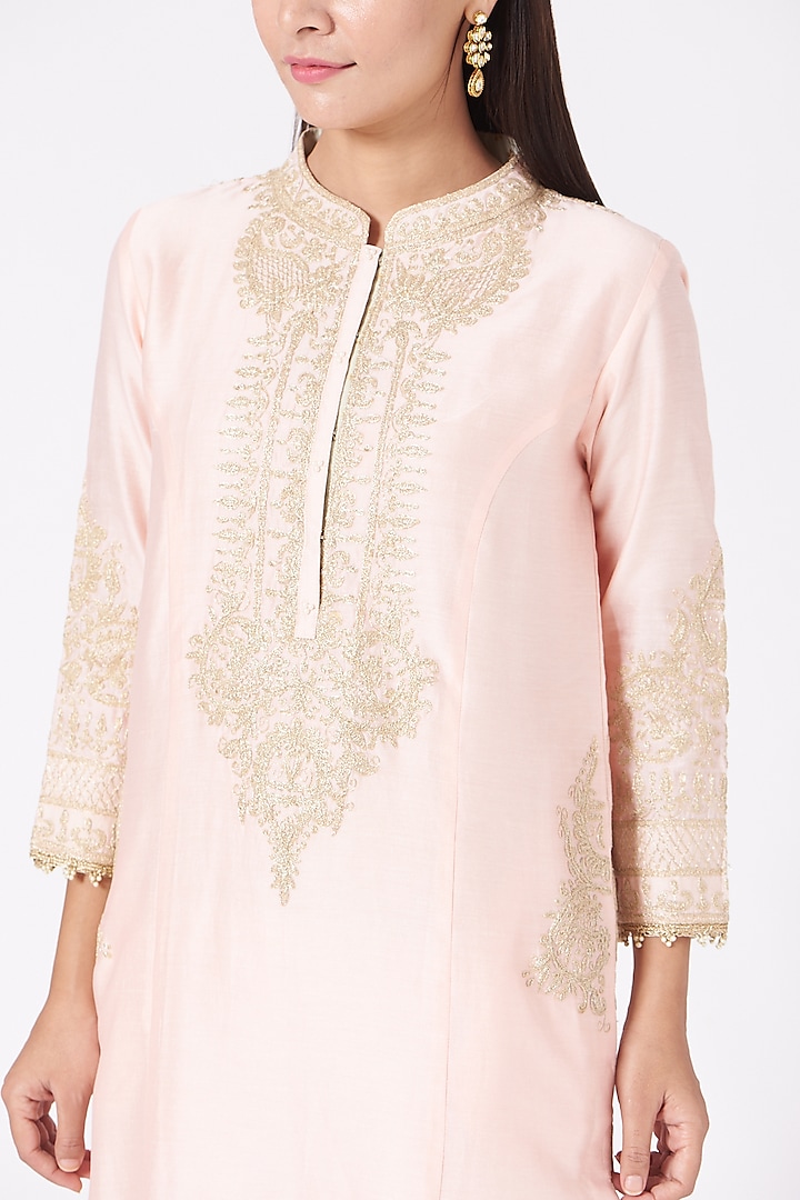 Blush Pink Princess-Cut Long Kurta Set by Sheetal Batra at Pernia's Pop Up Shop