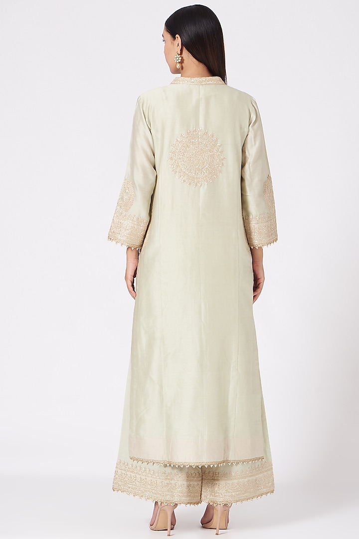 Mint Princess-Cut Long Kurta Set by Sheetal Batra at Pernia's Pop Up Shop