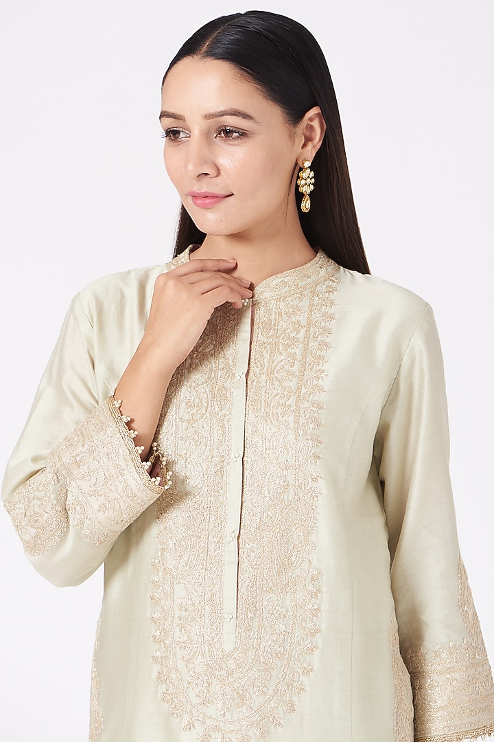 Mint Princess-Cut Long Kurta Set by Sheetal Batra at Pernia's Pop Up Shop
