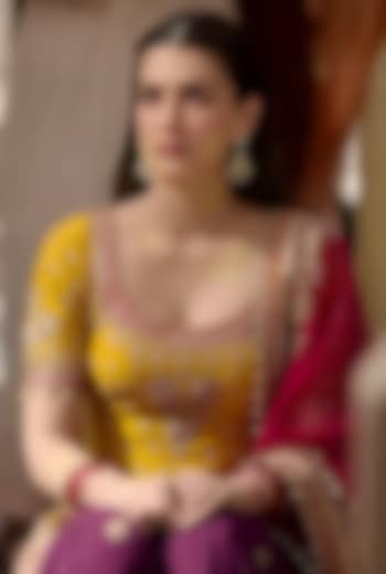 Purple Georgette Kiran Dori Embroidered Gharara Set by Sheetal Batra at Pernia's Pop Up Shop