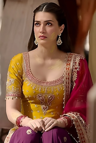 Purple Georgette Kiran Dori Embroidered Gharara Set by Sheetal Batra