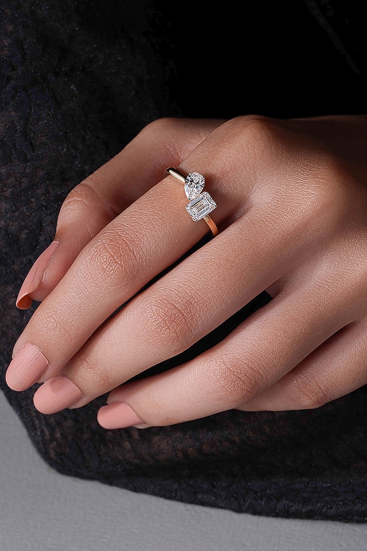 18kt Yellow Gold Finish Diamond Duet Ring by Shine Eternal at Pernia's Pop Up Shop