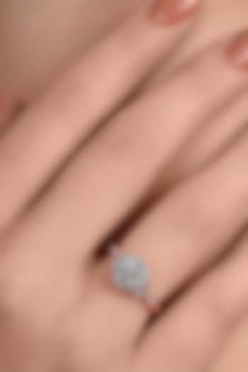 14kt Rose Gold Finish Diamond Halo Bay Leaf Ring by Shine Eternal at Pernia's Pop Up Shop