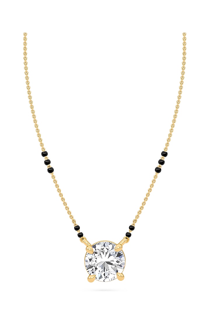 18kt Yellow Gold Finish Solitaire Diamond Mangalsutra Necklace by Shine Eternal at Pernia's Pop Up Shop