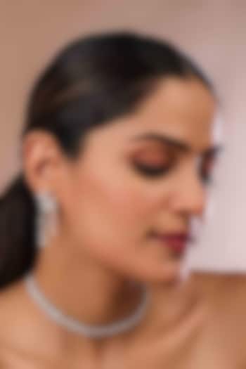 18kt White Gold Finish Diamond Floral Choker Necklace by Shine Eternal at Pernia's Pop Up Shop