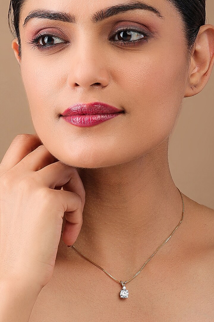 18kt Yellow Gold Finish Round-Cut Lab Grown Diamond Pendant Necklace by Shine Eternal at Pernia's Pop Up Shop