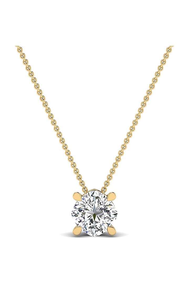 18kt Yellow Gold Finish Solitaire Diamond Pendant Necklace by Shine Eternal at Pernia's Pop Up Shop