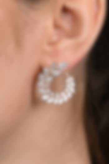 18kt Rose Gold Finish Marquise-Cut Diamond Hoop Earrings by Shine Eternal at Pernia's Pop Up Shop