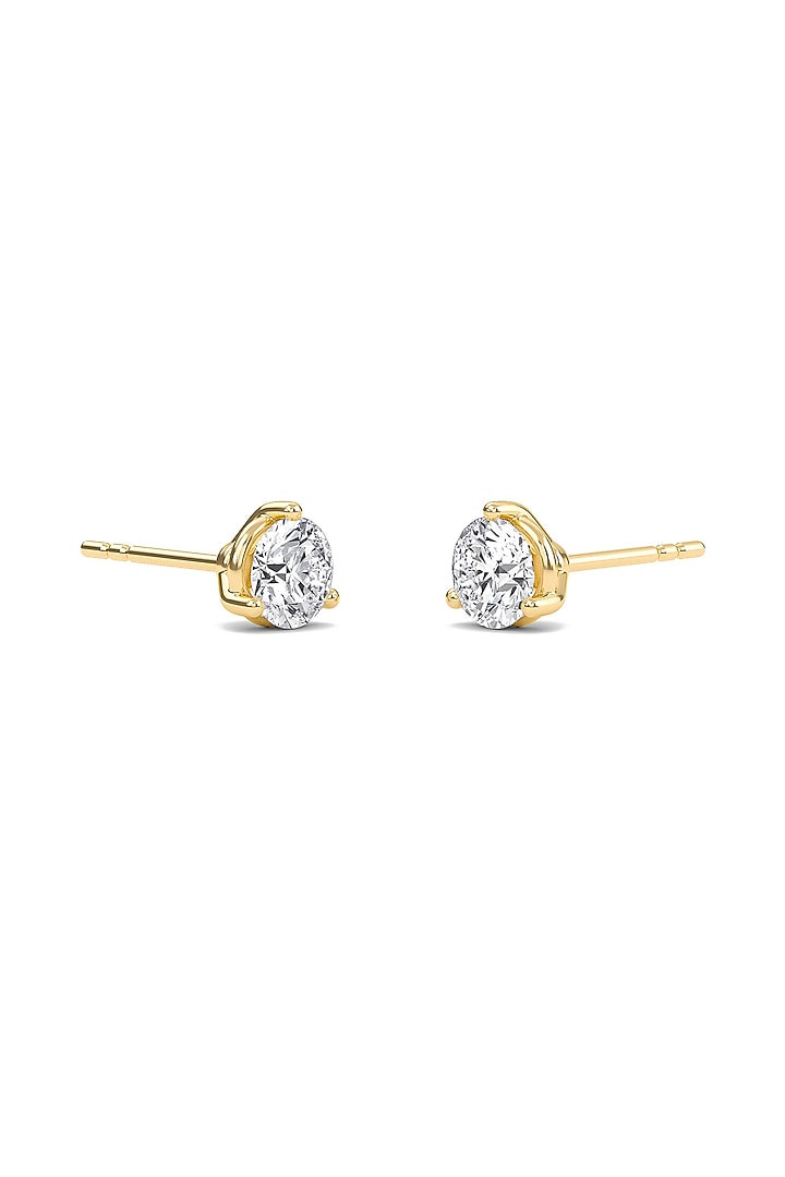 18kt Yellow Gold Finish Round Three Prong Solitaire Stud Earrings by Shine Eternal at Pernia's Pop Up Shop
