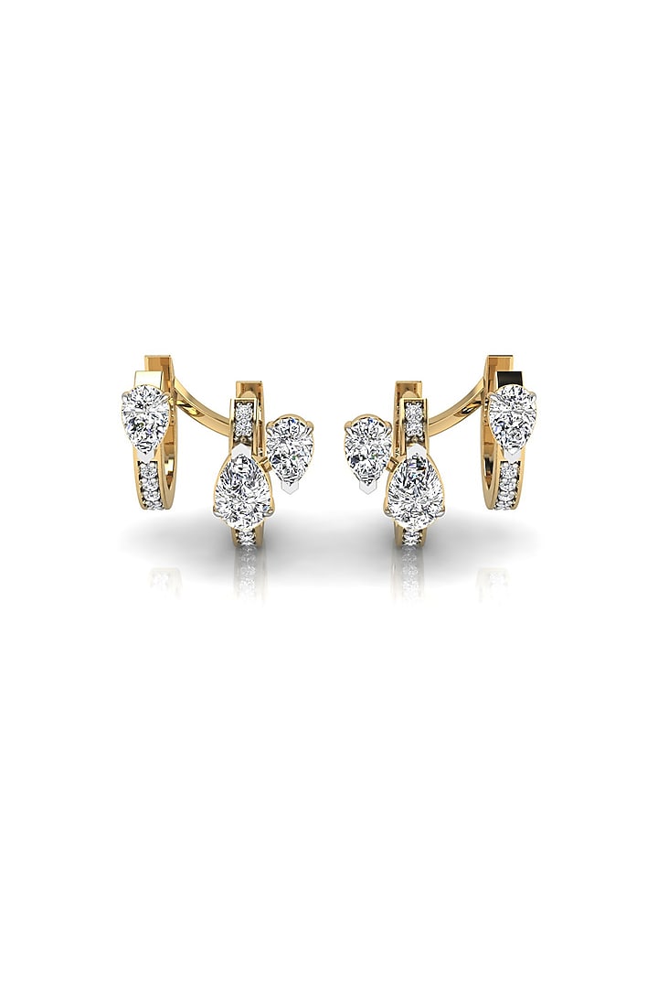 18kt Rose Gold Finish Diamond Trio Huggie Ear Cuffs by Shine Eternal at Pernia's Pop Up Shop