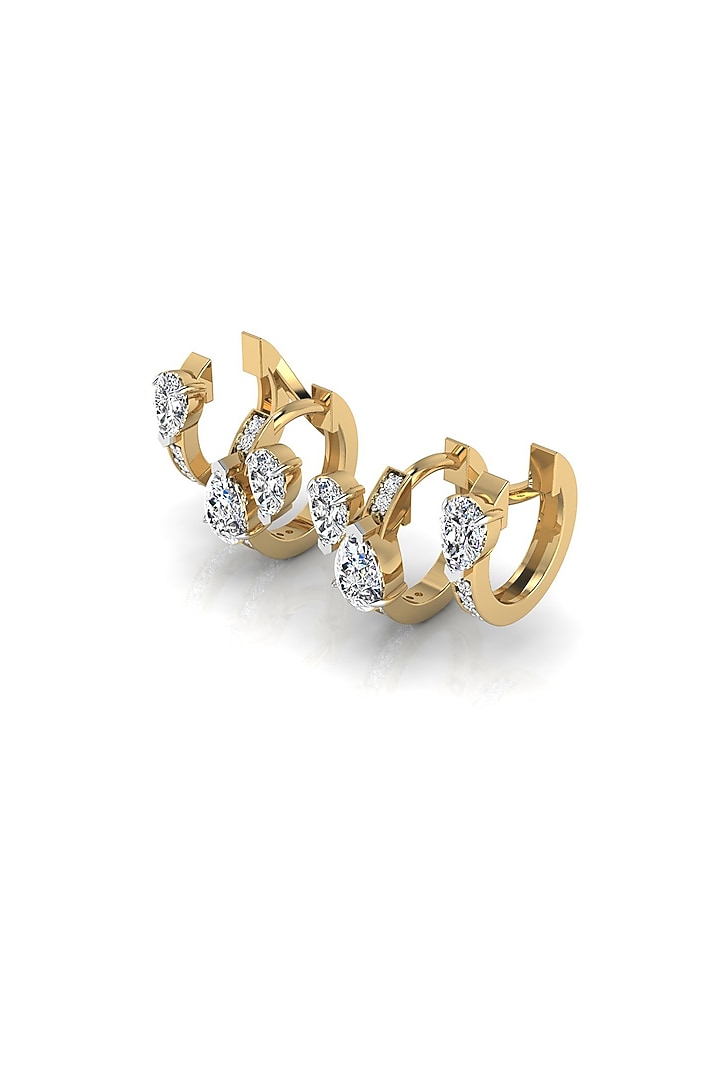18kt Rose Gold Finish Diamond Trio Huggie Ear Cuffs by Shine Eternal at Pernia's Pop Up Shop