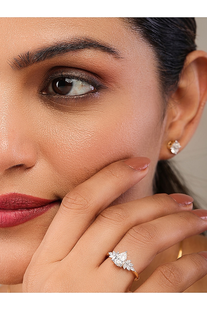 18kt Yellow Gold Finish Marquise-Cut Diamond Ring by Shine Eternal at Pernia's Pop Up Shop