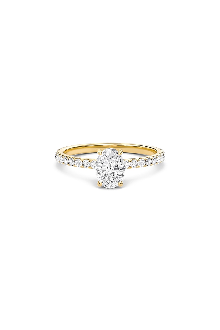 18kt White Gold Finish Oval-Cut Diamond Halo Pave Ring by Shine Eternal at Pernia's Pop Up Shop