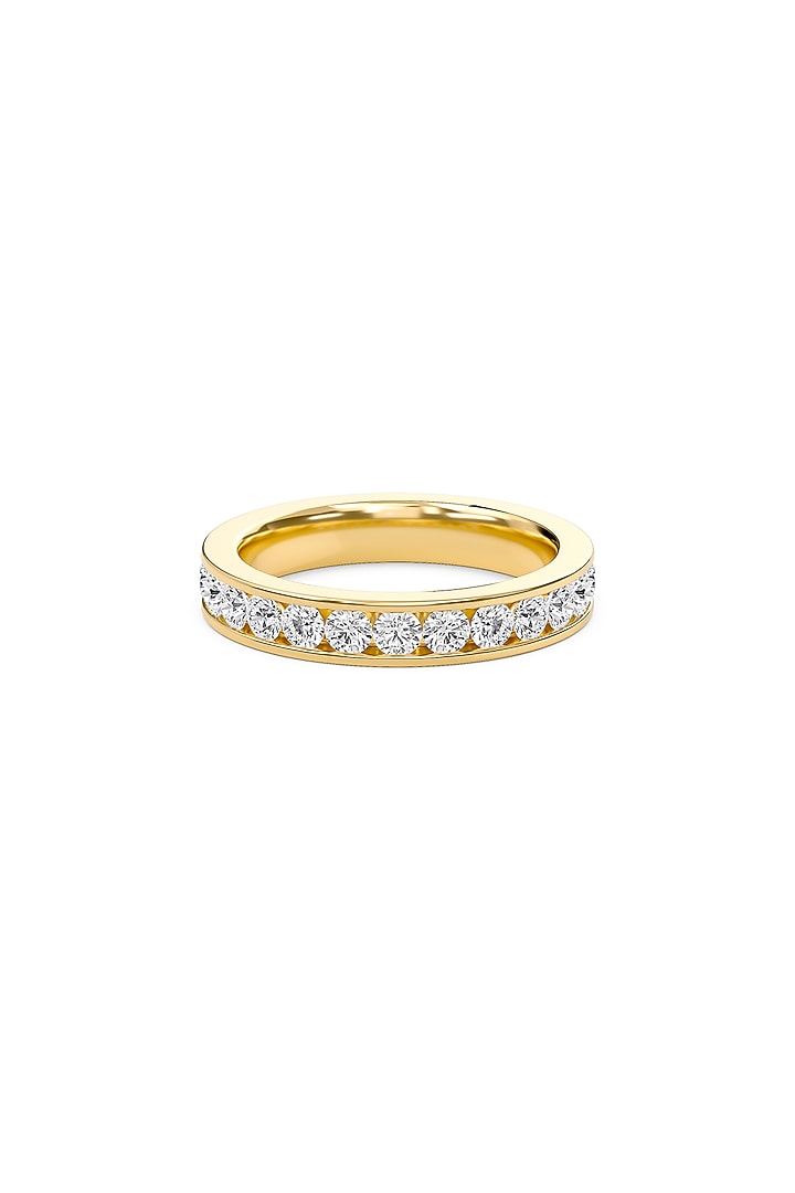 18kt Yellow Gold Finish Round-Cut Diamond Half Eternity Band Ring by Shine Eternal at Pernia's Pop Up Shop