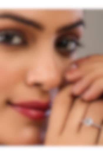 14kt Rose Gold Finish Diamond Triple Row Pave Ring by Shine Eternal at Pernia's Pop Up Shop