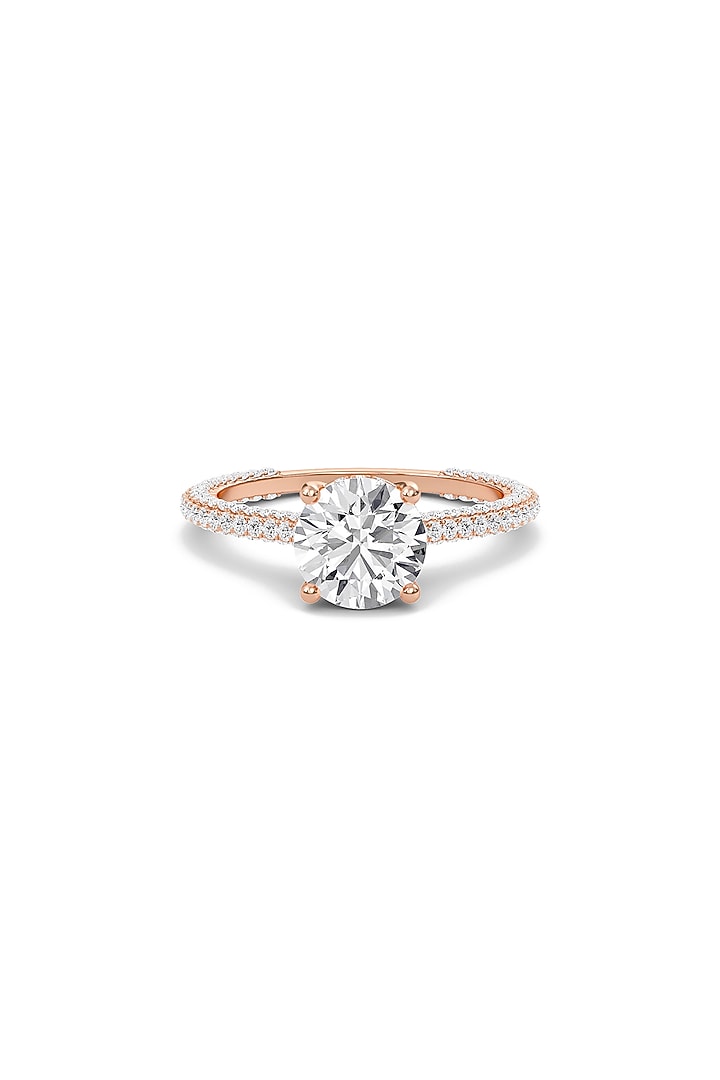 14kt Rose Gold Finish Diamond Triple Row Pave Ring by Shine Eternal at Pernia's Pop Up Shop