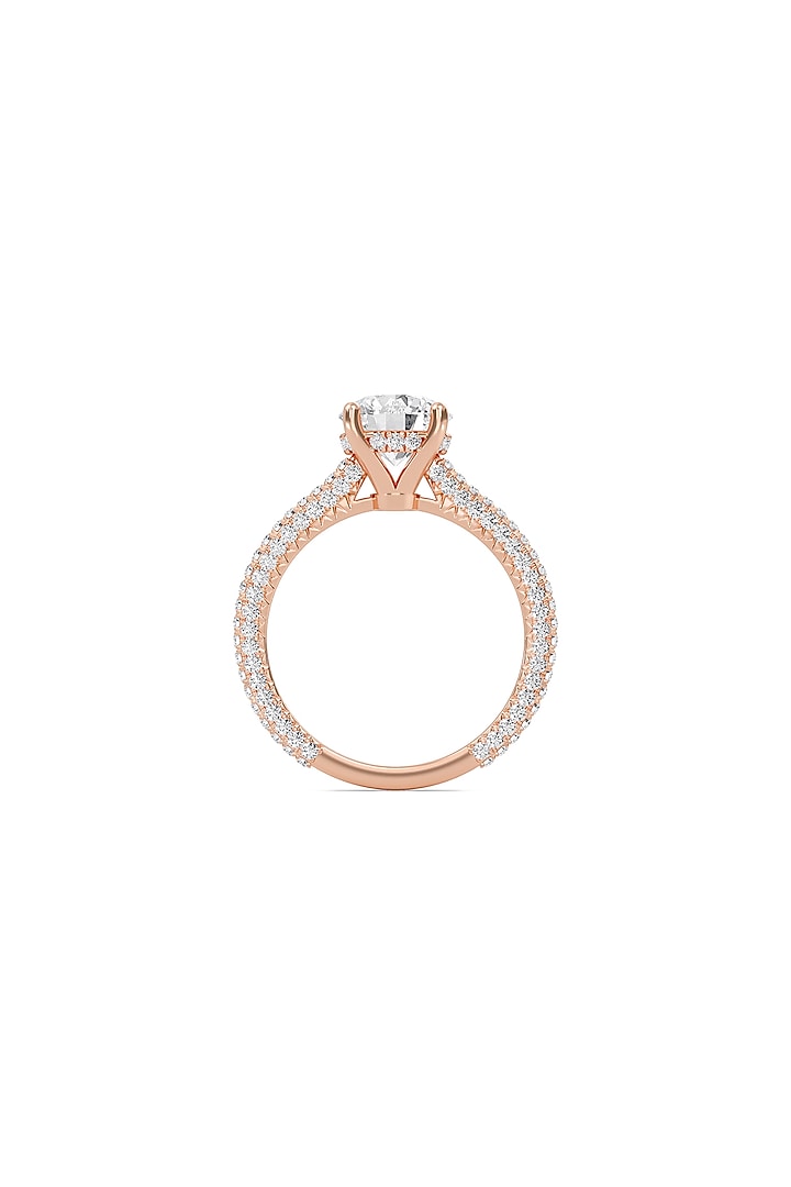 14kt Rose Gold Finish Diamond Triple Row Pave Ring by Shine Eternal at Pernia's Pop Up Shop