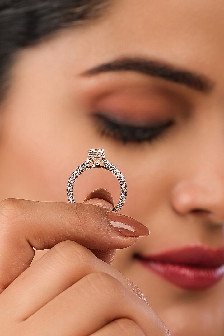 14kt Rose Gold Finish Diamond Triple Row Pave Ring by Shine Eternal at Pernia's Pop Up Shop