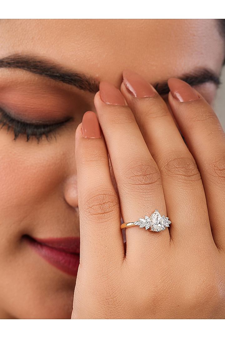 18kt Yellow Gold Finish Marquise-Cut Diamond Ring by Shine Eternal at Pernia's Pop Up Shop