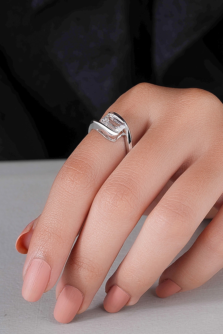 14kt White Gold Finish Emerald-Cut Diamond Ring by Shine Eternal at Pernia's Pop Up Shop