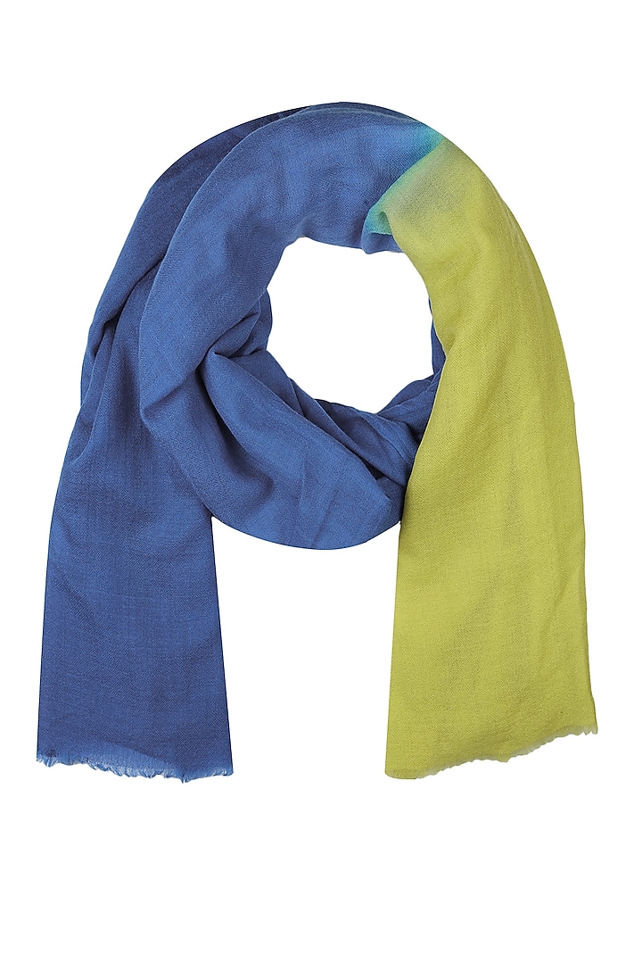 Blue and yellow dip dyed stole by Shingora