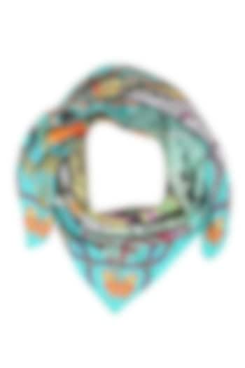 Turquoise paisley printed scarf by Shingora