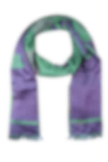 Violet and sea green floarl jacquard stole by Shingora