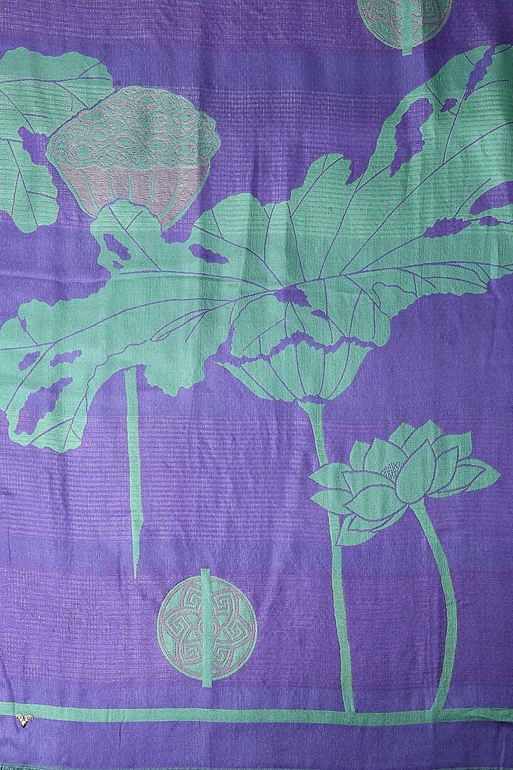 Violet and sea green floarl jacquard stole available only at Pernia's Pop Up Shop.
