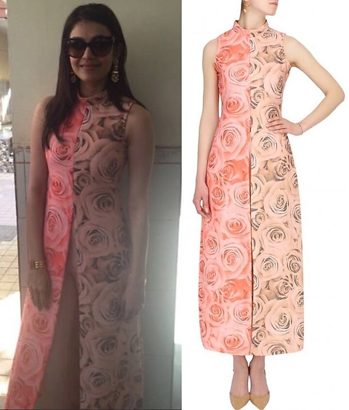 Solid peach and soothing red rose print cape and trouser pants set available only at Pernia's Pop Up Shop.