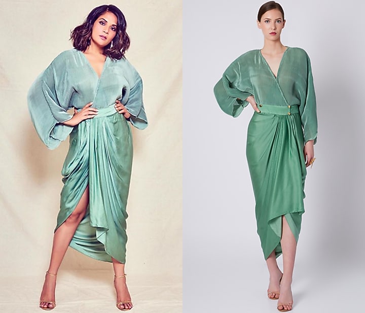 Olive Green Pleated Dhoti Summer Dress by Shivangi Jain at Pernia's Pop Up Shop