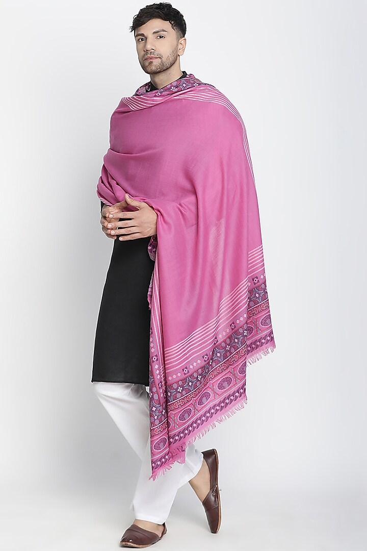 Fuschia Wool Jacquard Lohi by Shingora Men at Pernia's Pop Up Shop