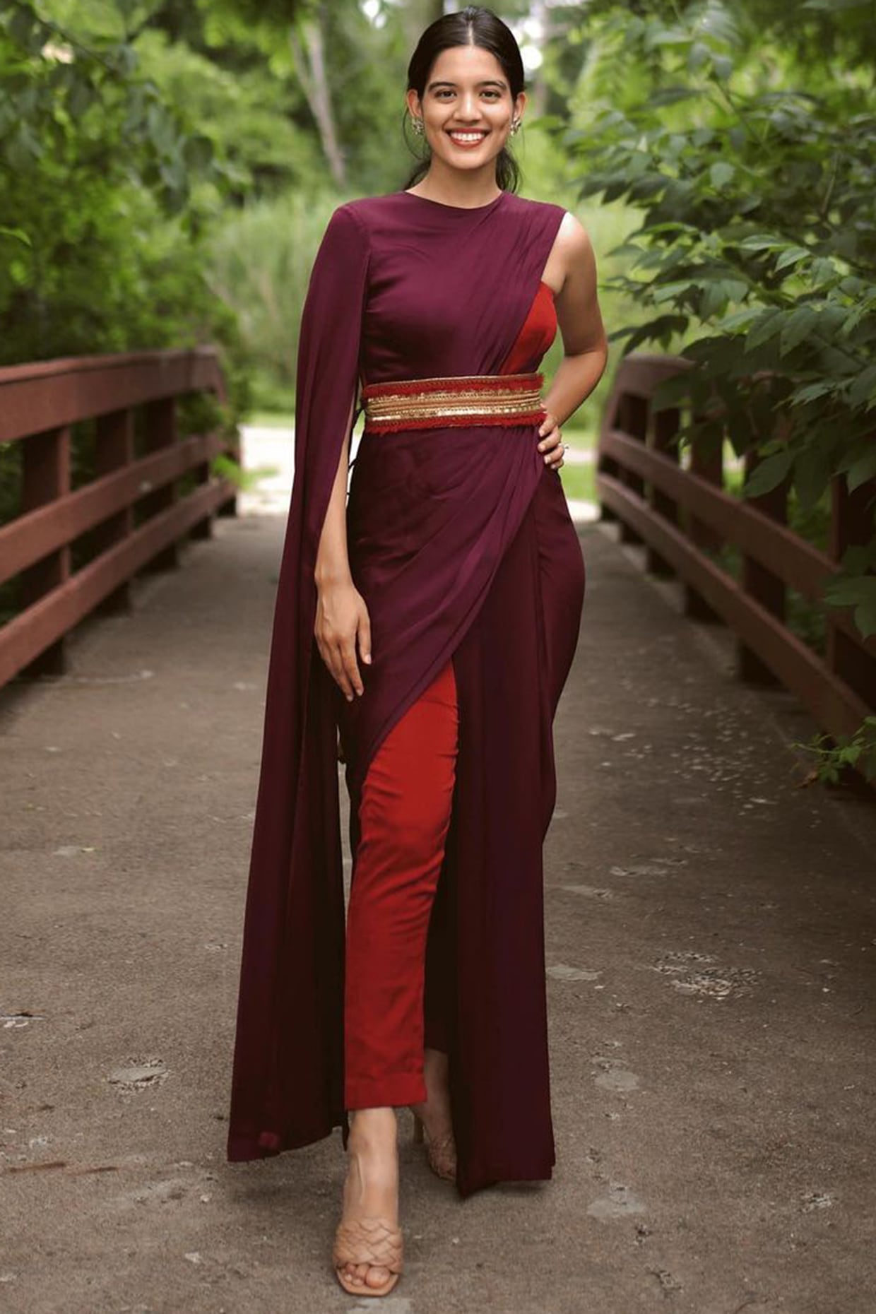 Designer Maroon Silk Readymade Saree – EinayaCollection
