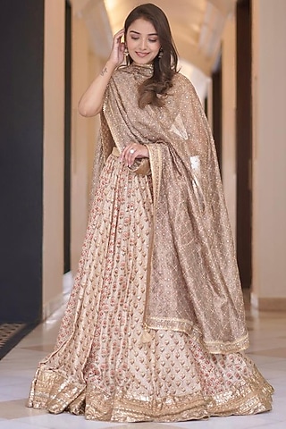 Off-White & Multi- Colored Cotton & Silk Printed & Embroidered Lehenga Set by Ri Ritu Kumar