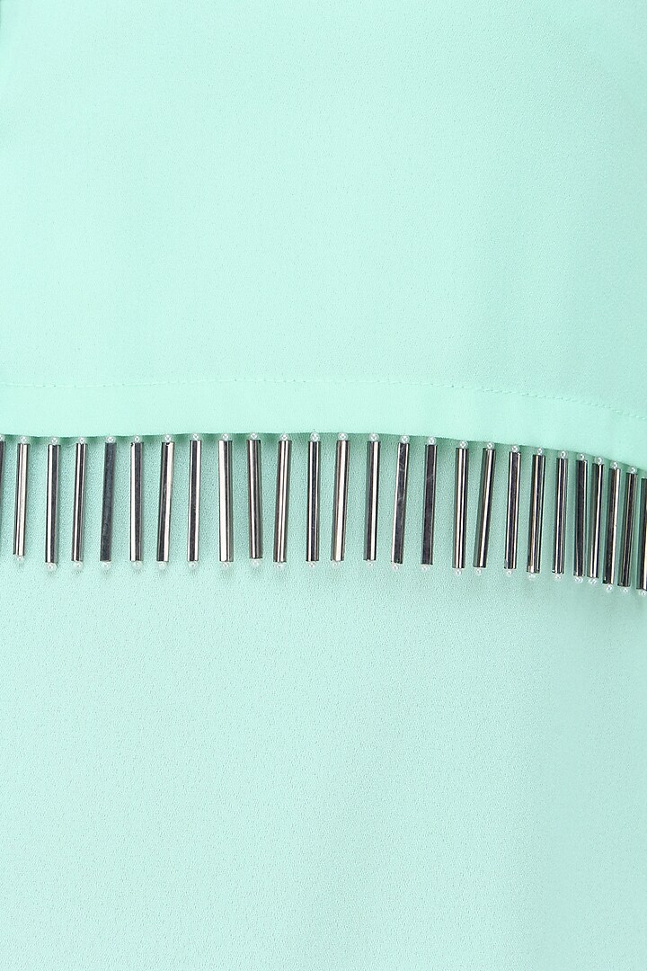 431-88 presents Mint green metallic tassels button down layered shirt available only at Pernia's Pop Up Shop.