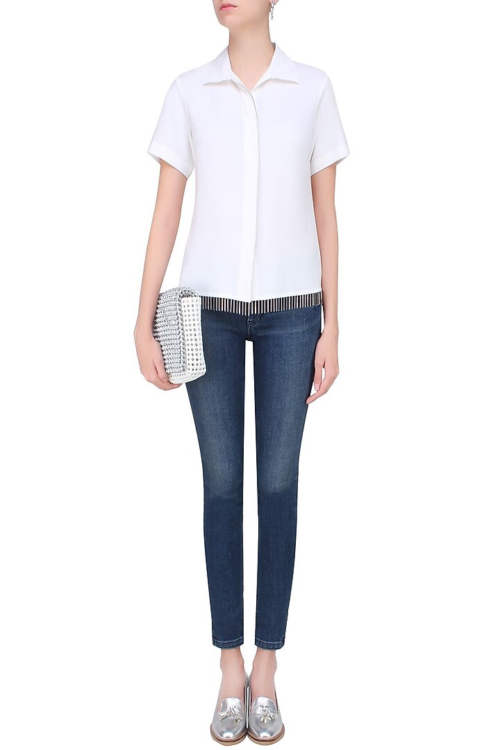 431-88 presents White bead tassels boxy shirt available only at Pernia's Pop Up Shop.