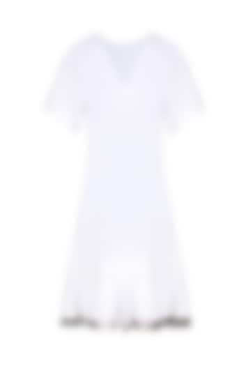 White Bead Tassels Stapled Drop Waist Dress by 431-88 By Shweta Kapur
