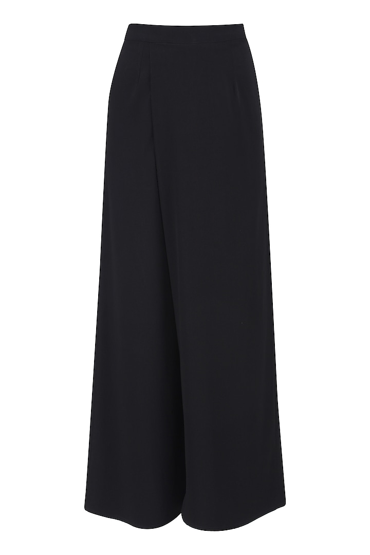 Black Overlapped Culottes by 431-88 By Shweta Kapur
