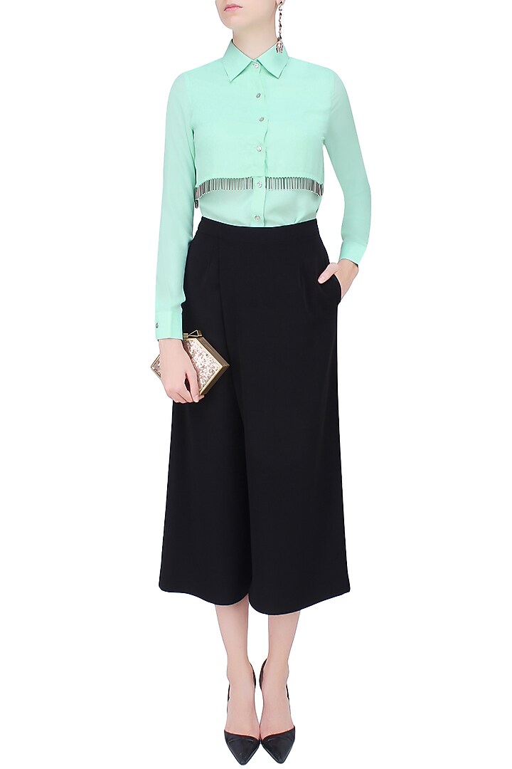 431-88 presents Black overlapped culottes available only at Pernia's Pop Up Shop.