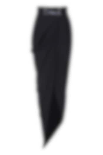 Black Wrap Around Drape Lungi Skirt by 431-88 By Shweta Kapur