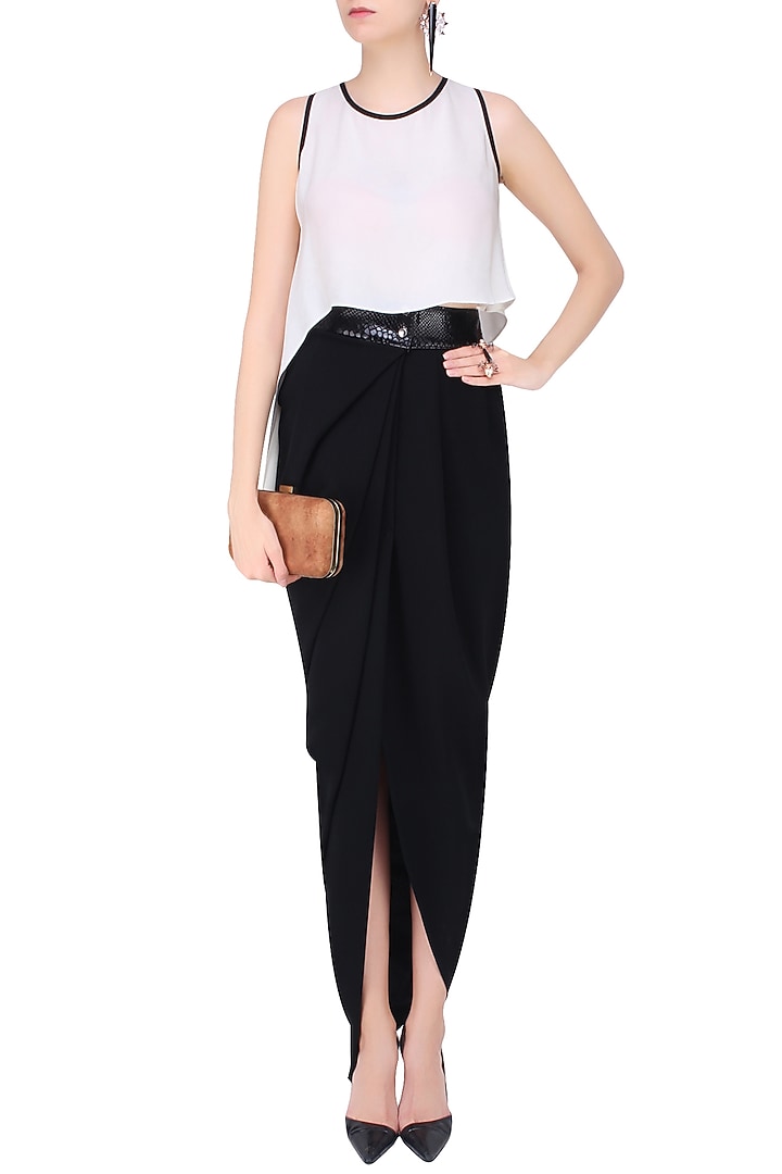 431-88 presents Black wrap around drape lungi skirt available only at Pernia's Pop Up Shop.