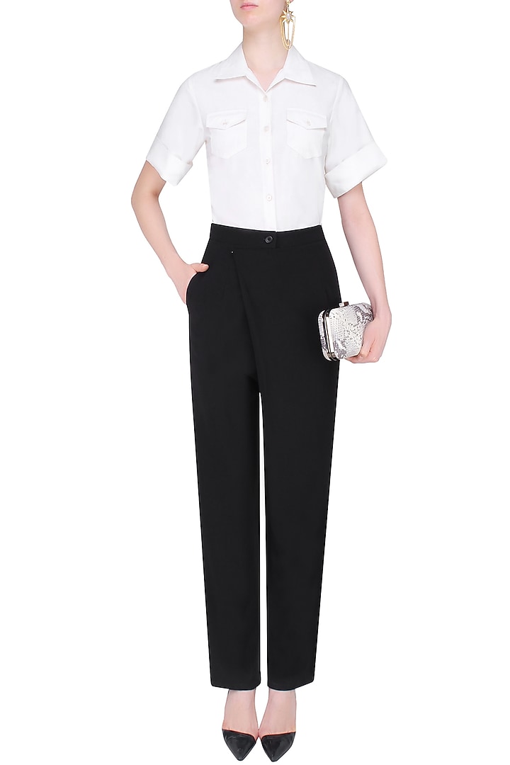 431-88 presents Black and white overlapped jumpsuit available only at Pernia's Pop Up Shop.