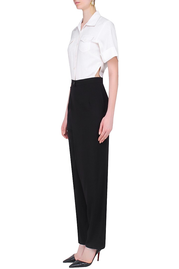 431-88 presents Black and white overlapped jumpsuit available only at Pernia's Pop Up Shop.
