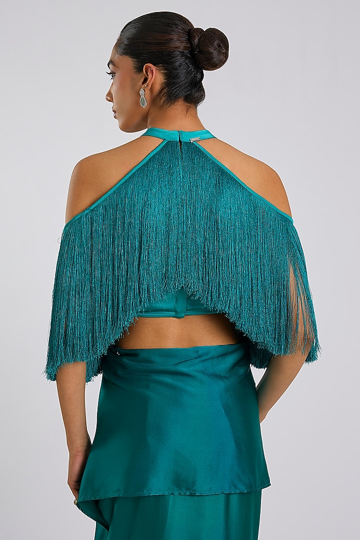 Emerald Halter Fringe Top by 431-88 By Shweta Kapur at Pernia's Pop Up Shop