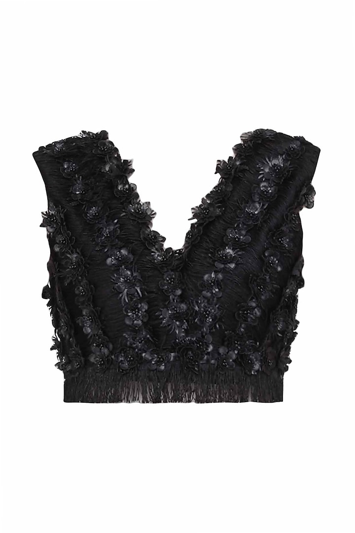 Black Floral Lace Top by 431-88 By Shweta Kapur