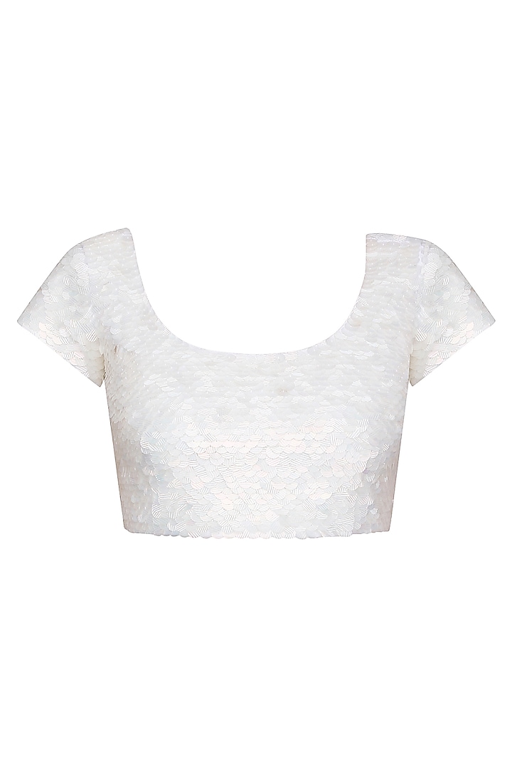 White Sequins Wax Blouse by 431-88 By Shweta Kapur