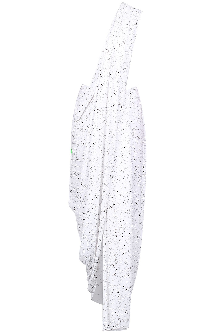 White Printed Pre Draped High Leg Saree by 431-88 By Shweta Kapur