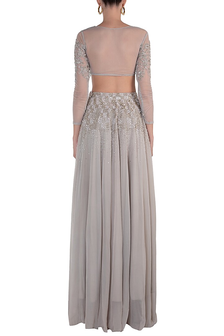 Grey embellished lehenga set available only at Pernia's Pop Up Shop.